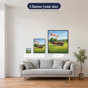 Small Airplane on Summer Grass Runway – available sizes