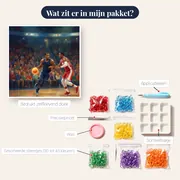 Dribbelende speler in volle arena – inhoud van het pakket