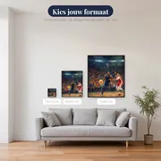 Dribbelende speler in volle arena – beschikbare formaten