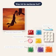 Slam Dunk Silhouette vor orangenem Himmel – Inhalt des Sets