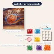 Zoevende basketbal door het net – inhoud van het pakket