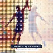 Saut d’entre-deux au cercle central – gros plan des diamants