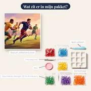 Rugbyspeler met bal in sprint – inhoud van het pakket