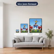 Sprong bij de inworp onder blauwe lucht – beschikbare formaten