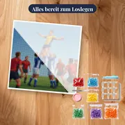 Rugby-Gasse mit hochgehobenem Spieler – Set bereit zum Loslegen