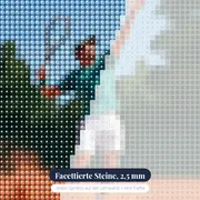 Tennisspieler beim Aufschlag auf Sandplatz – Nahaufnahme der Steine