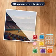 Springende tennisser voor volgepakt stadion – pakket klaar om te beginnen