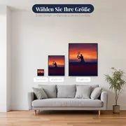 Silhouette eines Tennisspielers am Meer – verfügbare Größen