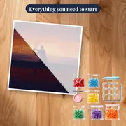 Sunset Seaside Tennis Player Silhouette – kit ready to start