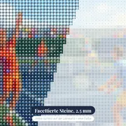 Doppel auf sonnigem Sandplatz in bunten Outfits – Nahaufnahme der Steine