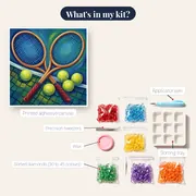 Crossed Tennis Rackets at the Net – kit contents