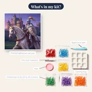 Knight on White Horse Before Castle – kit contents