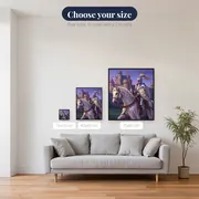 Knight on White Horse Before Castle – available sizes