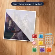 Knight on White Horse Before Castle – kit ready to start
