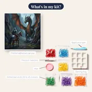 Knight and Dragon at Mountain Pass – kit contents