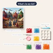Medieval Market with Knights and Banners – kit contents