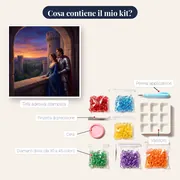 La dama e il cavaliere al tramonto – contenuto del kit
