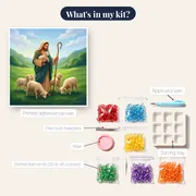 Good Shepherd with Lambs in a Green Valley – kit contents