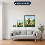 Good Shepherd with Lambs in a Green Valley – available sizes