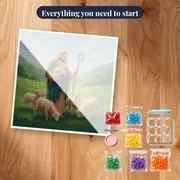 Good Shepherd with Lambs in a Green Valley – kit ready to start