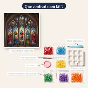 Vitrail de cathédrale aux saints colorés – contenu du kit