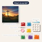 Golden Sunrise Cross on Hill – kit contents
