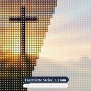 Kreuz auf dem Hügel im Morgenlicht – Nahaufnahme der Steine