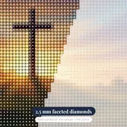 Golden Sunrise Cross on Hill – diamond close-up
