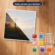 Croce sulla collina all'alba dorata – kit pronto per iniziare