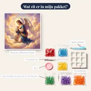 Engel in gebed tussen lichtwolken – inhoud van het pakket