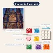 Cathédrale gothique et rosace lumineuse – contenu du kit