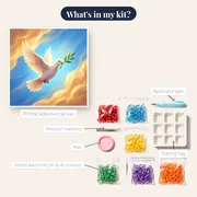 Dove with Olive Branch in Radiant Sky – kit contents