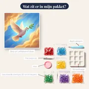 Duif met olijftak in heldere lucht – inhoud van het pakket