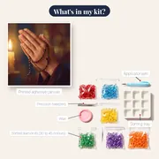 Praying Hands with Rosary in Candlelight – kit contents
