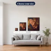 Praying Hands with Rosary in Candlelight – available sizes