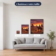 Cowboy à cheval au coucher du soleil – tailles disponibles