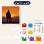 Lone Cowboy Silhouette at Sunset – kit contents