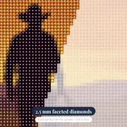 Lone Cowboy Silhouette at Sunset – diamond close-up