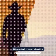 Cowboy solitaire au lasso, ciel orange – gros plan des diamants