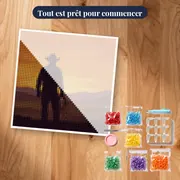 Cowboy solitaire au lasso, ciel orange – kit prêt à commencer