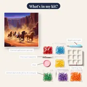 Wild Mustangs in Desert Canyon – kit contents