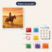 Cowgirl Riding Across Golden Prairie – kit contents