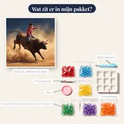 Rodeoruiter in stoffige arena – inhoud van het pakket