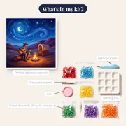 Campfire Cowboy with Guitar Under Stars – kit contents
