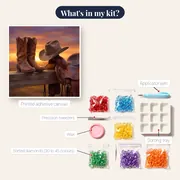 Cowboy Boots Hat and Saddle at Sunrise – kit contents