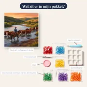 Veedrijver met kudde in de rivier – inhoud van het pakket