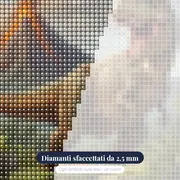 Tirannosauro ruggente nella giungla preistorica – primo piano dei diamanti