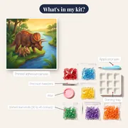 Triceratops Mother and Baby by the River – kit contents