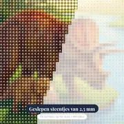 Triceratopsmoeder met jong aan de rivier – close-up van de steentjes