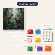 Velociraptor Hunt in Misty Ferns – kit contents